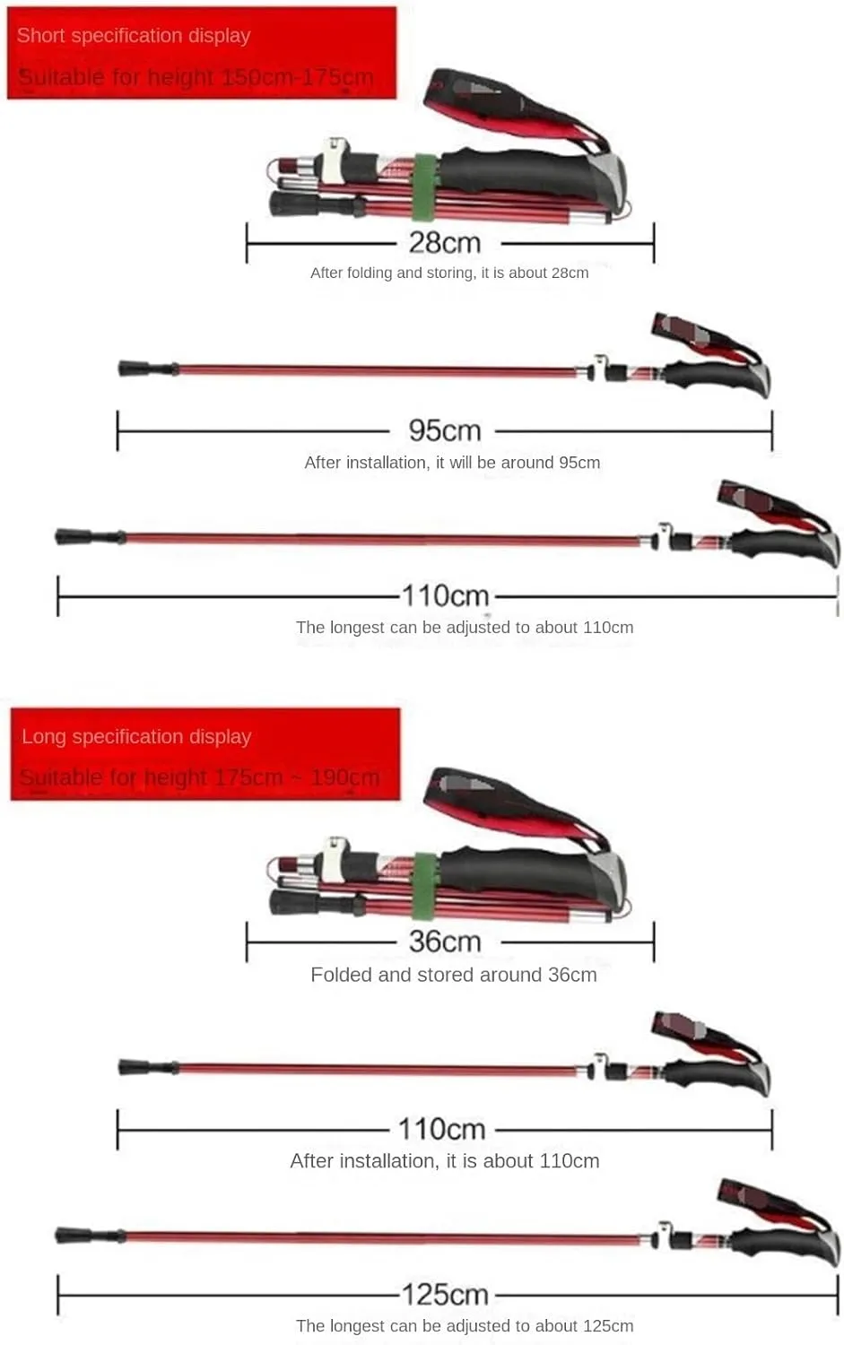 Travel Trekking Pole Telescopic AdjustableTrekking Poles Ultraligh Hiking Walking Sticks for Camping Backpacking Outdoor Activities(Blue,125cm)