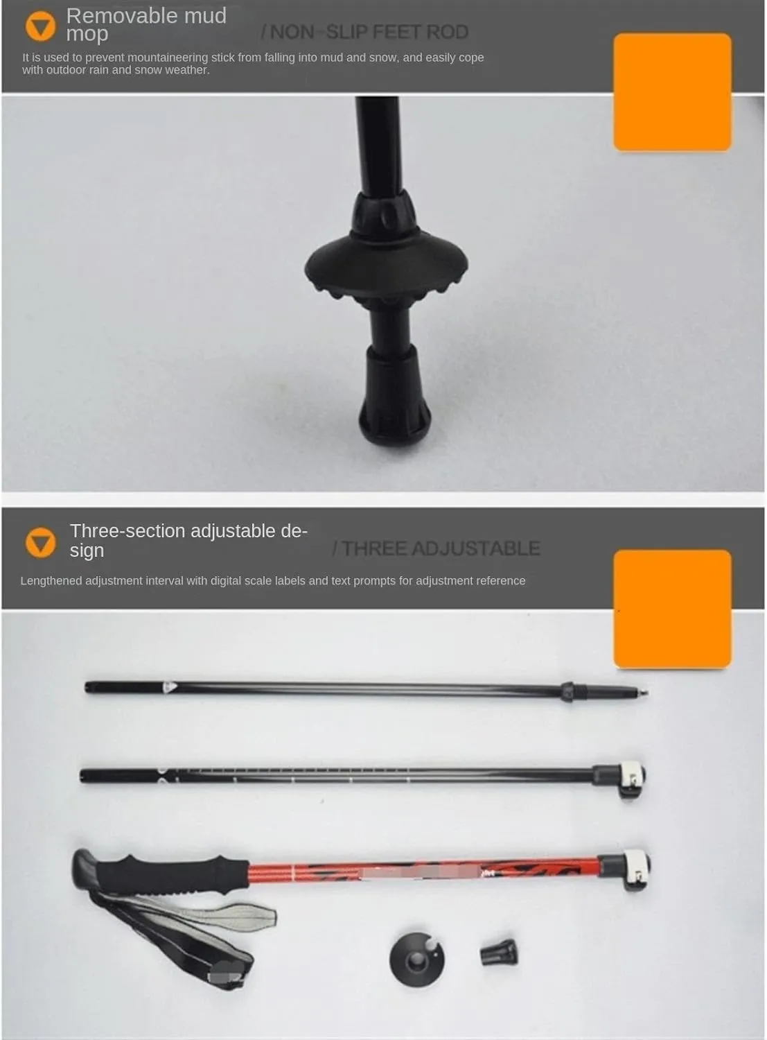 Travel Trekking Pole Telescopic Walking Sticks Carbon Fiber Hiking Poles Lightweight for Hiking Walking Running Outdoor Activities(White)