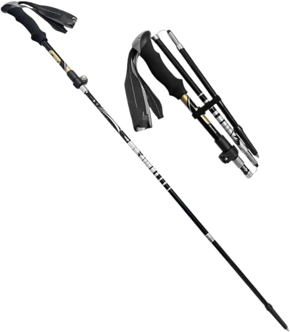 Travel Trekking Pole Trekking Poles Ultra-Light Folding Outdoor Multi-Functional Carbon Fiber Hiking Sticks Outdoor Activities(Black)