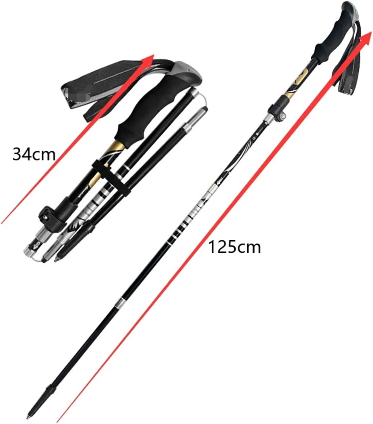 Travel Trekking Pole Trekking Poles Ultra-Light Folding Outdoor Multi-Functional Carbon Fiber Hiking Sticks Outdoor Activities(Black)