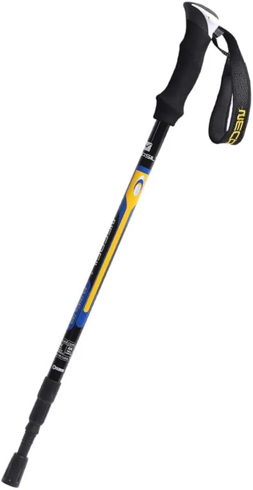 Trekking Poles Carbon Fiber Lightweight Telescopic Tri-fold Hiking Poles Walking Sticks Cork Grip Inner Lock System for Man and Female in Hiking Camping Walking Trekking (Black Str