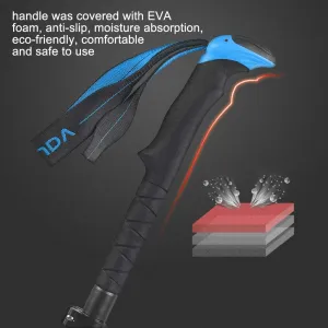 Trekking Poles, Walking Poles Hiking Poles Collapsible 5-Sections Trekking Hiking Poles Carbon Fiber Walking Stick Alpenstock Anti-Shock Woman Blue