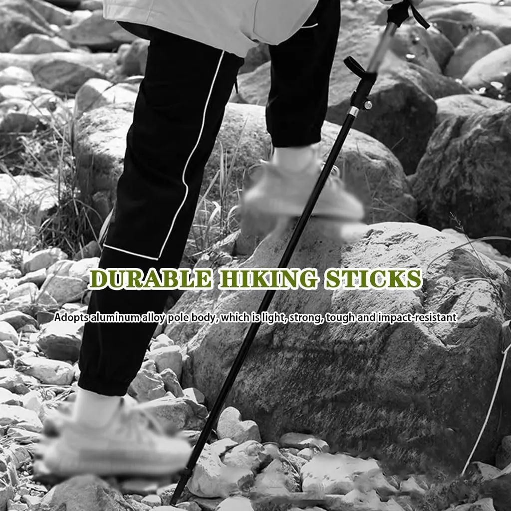 Tri-fold Aluminum Alloy Trekking Poles, Outdoor Retractable Walking Sticks, Outdoor Mountaineering Equipment, for Nordic Walking