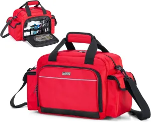 Trunab Home Health Nurse Bag Empty, Portable Medical Supplies Shoulder Bag for Hospice, Home Visit, Hospital Interns, Red, Bag Only