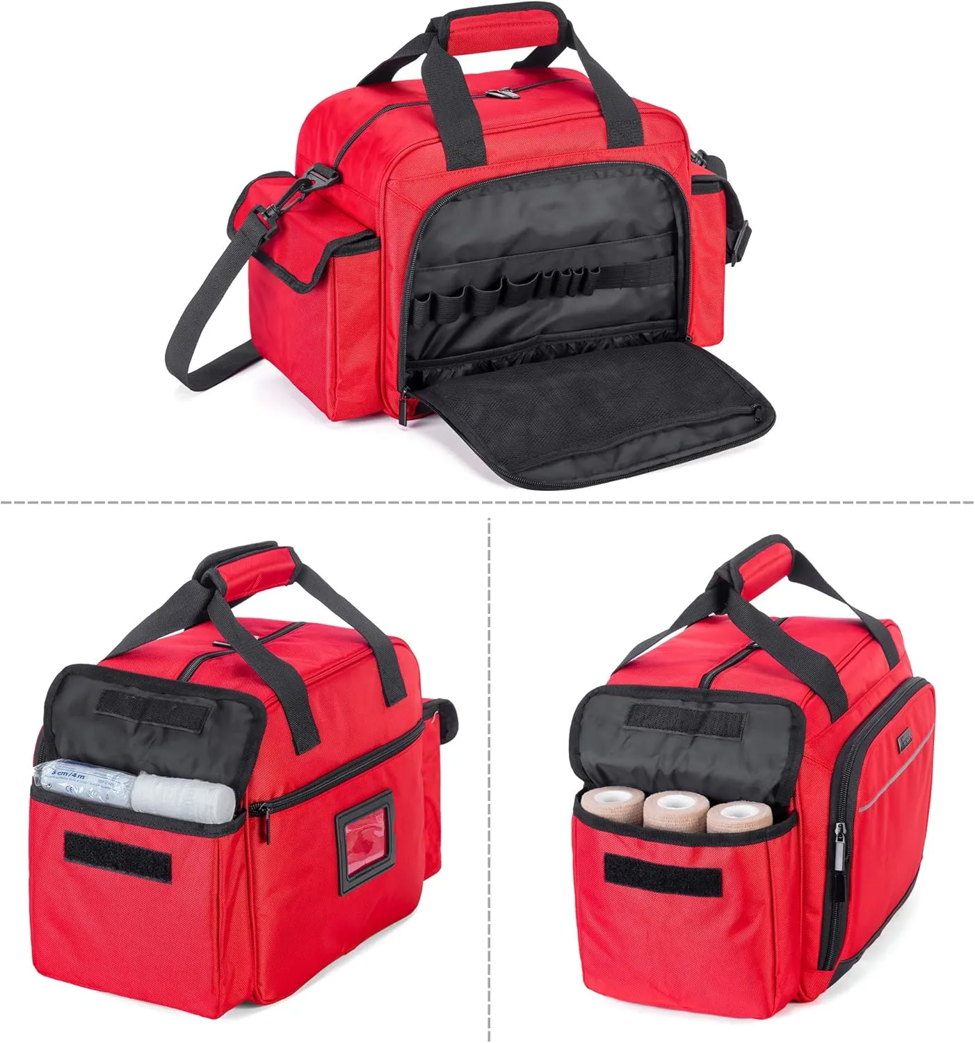 Trunab Home Health Nurse Bag Empty, Portable Medical Supplies Shoulder Bag for Hospice, Home Visit, Hospital Interns, Red, Bag Only