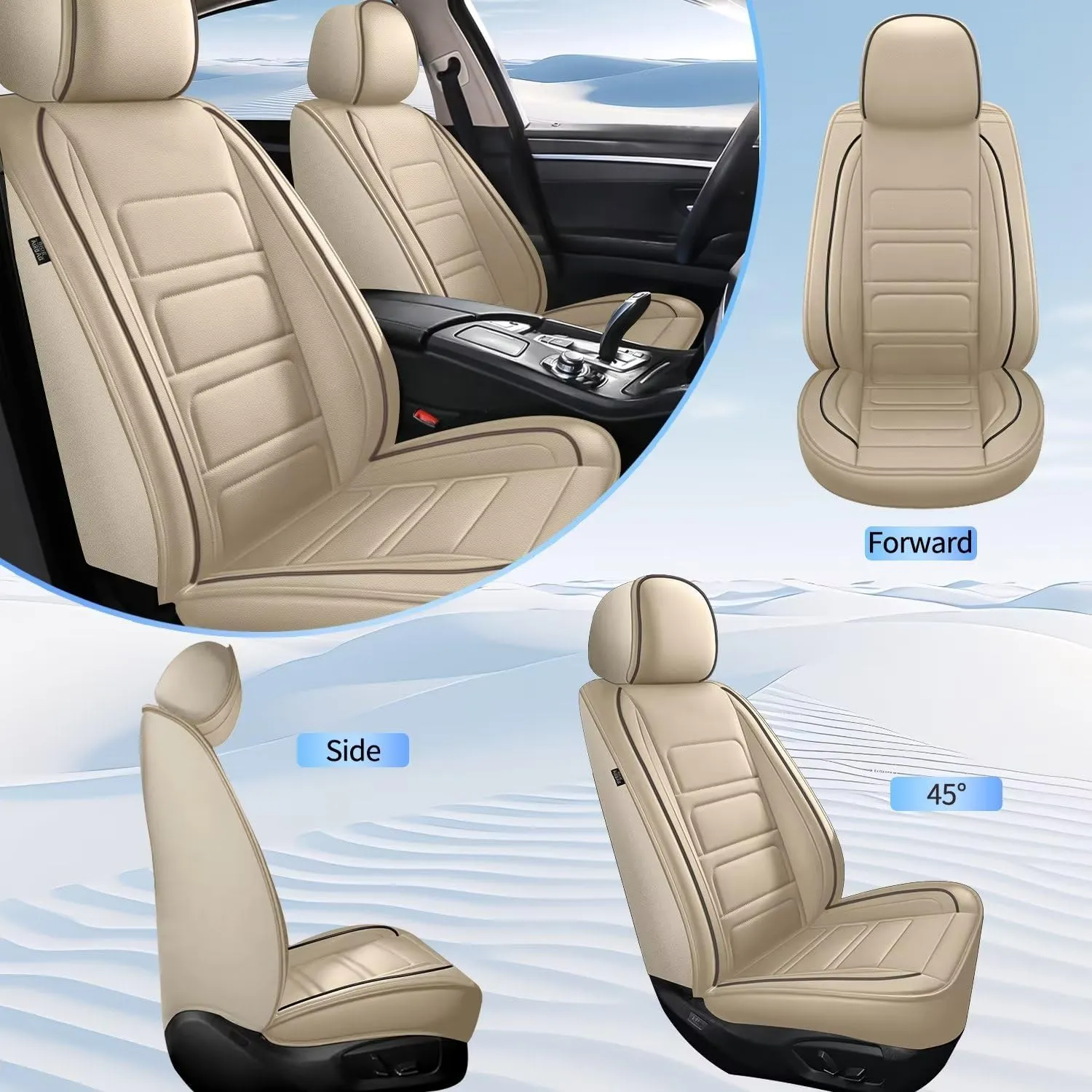 TTX LIGHTING 2PCS Front Car Seat Covers Fit for Subaru Ascent 2019-2024 2025 Seat Cover Waterproof Leather Automotive Seat Cushion Protector Compatible Airbag(Beige,2 Seats)