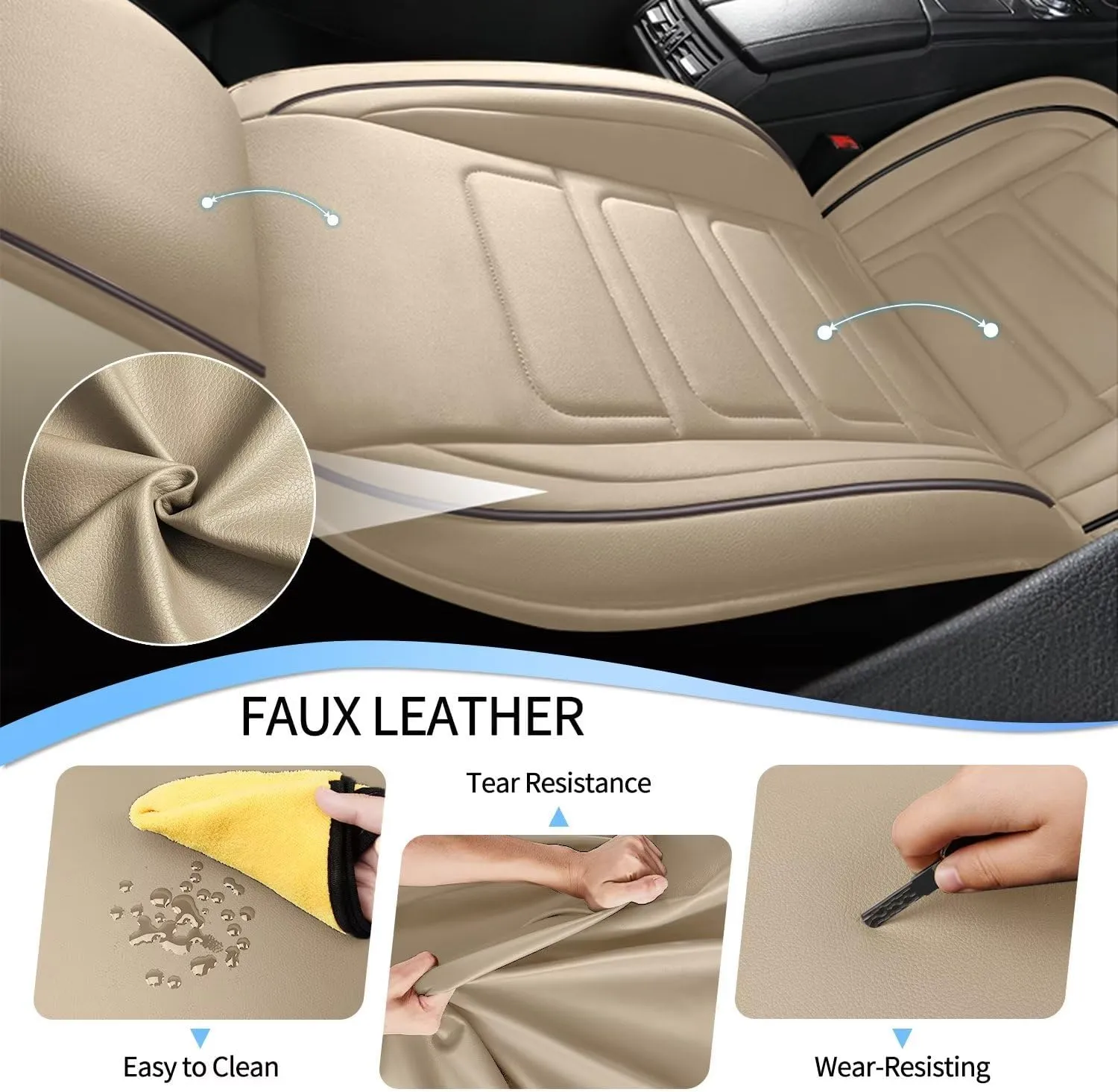 TTX LIGHTING 2PCS Front Car Seat Covers Fit for Subaru Ascent 2019-2024 2025 Seat Cover Waterproof Leather Automotive Seat Cushion Protector Compatible Airbag(Beige,2 Seats)