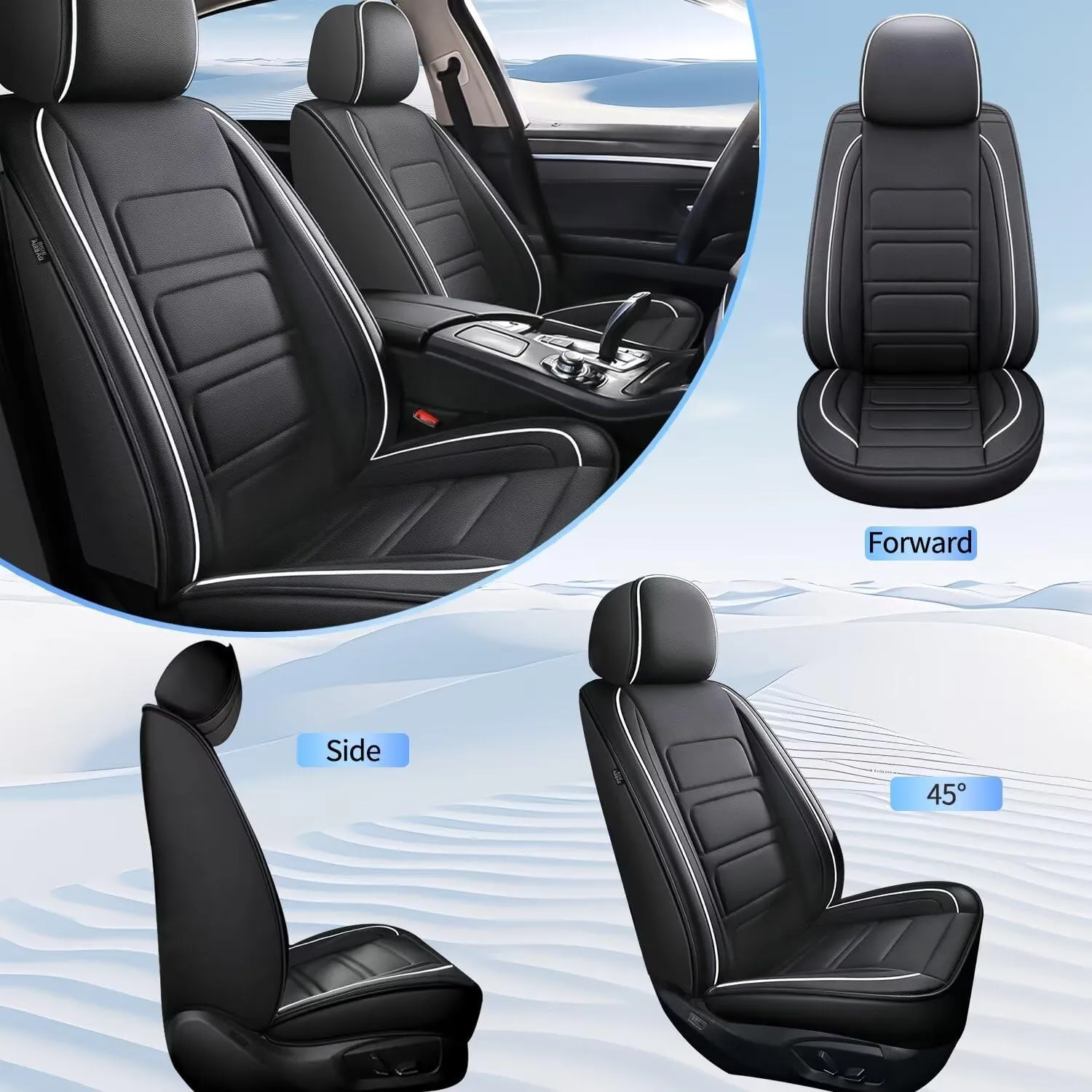 TTX LIGHTING 2PCS Front Car Seat Covers Fit for Subaru Ascent 2019-2025 Seat Cover Waterproof Leather Automotive Seat Cushion Protector Compatible Airbag(Black,2 Seats)
