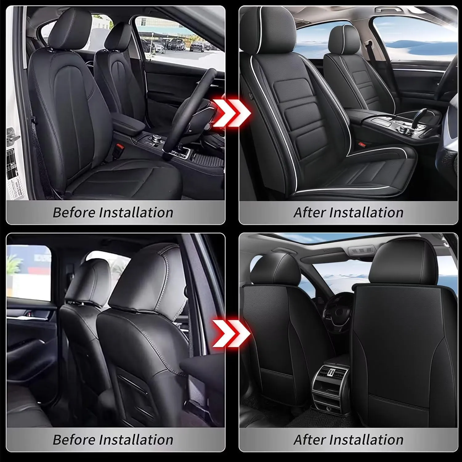 TTX LIGHTING 2PCS Front Car Seat Covers Fit for Subaru Ascent 2019-2025 Seat Cover Waterproof Leather Automotive Seat Cushion Protector Compatible Airbag(Black,2 Seats)