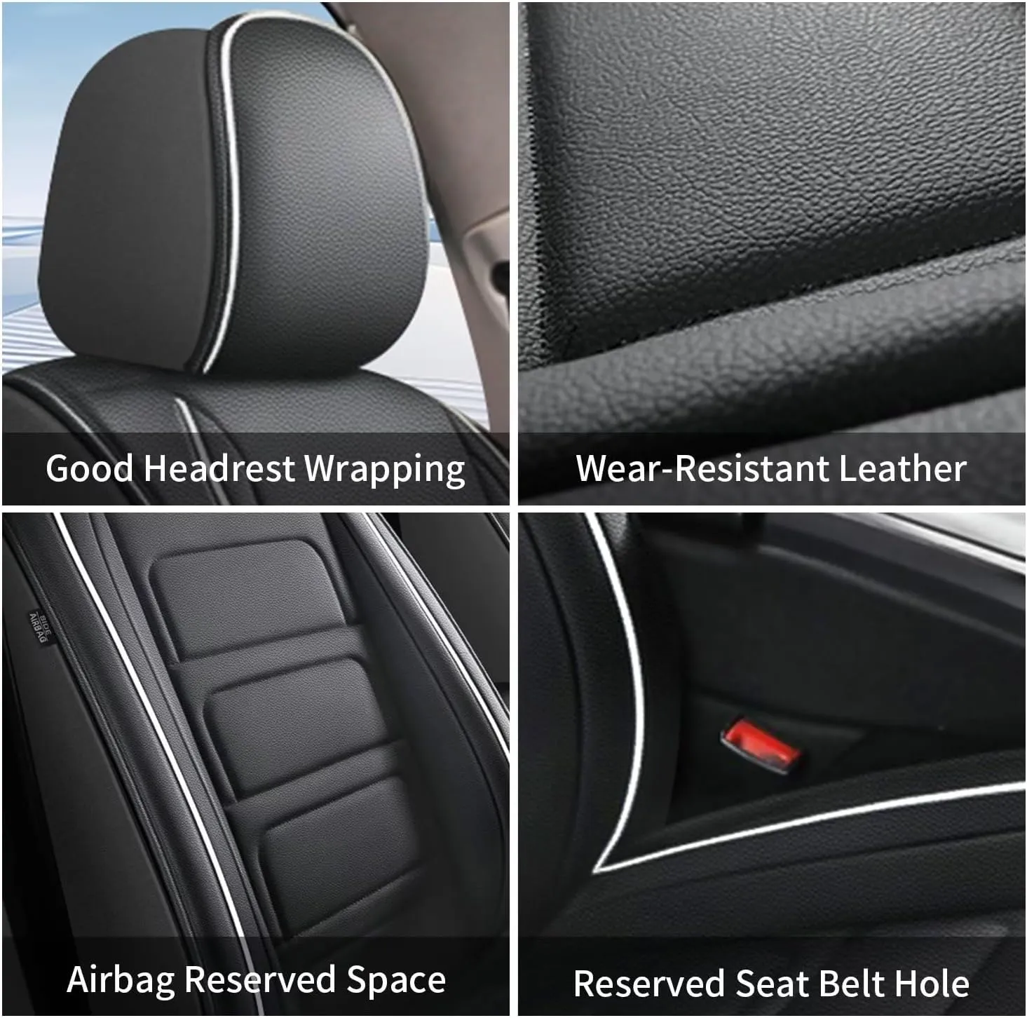 TTX LIGHTING 2PCS Front Car Seat Covers Fit for Subaru Ascent 2019-2025 Seat Cover Waterproof Leather Automotive Seat Cushion Protector Compatible Airbag(Black,2 Seats)