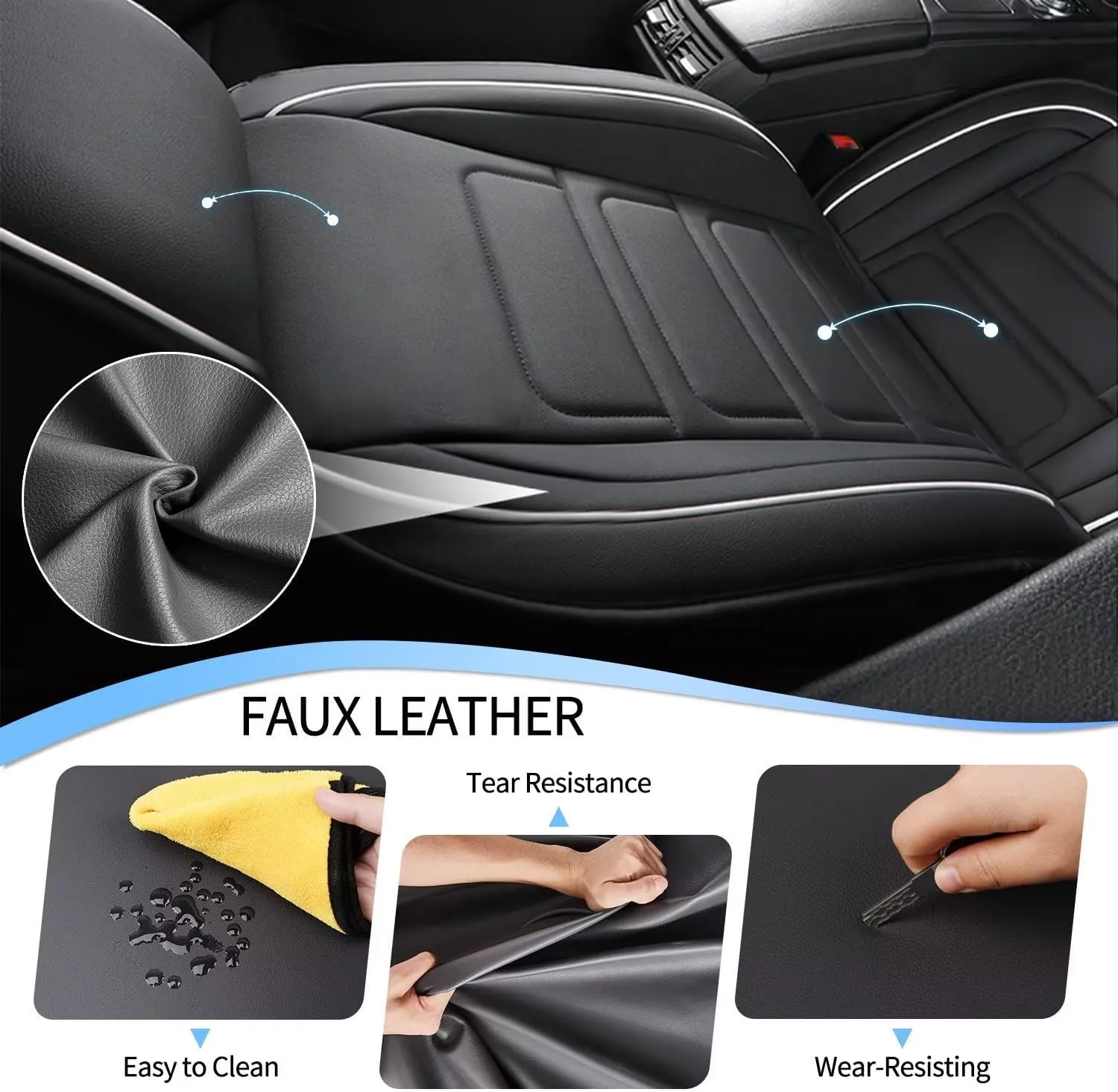 TTX LIGHTING 2PCS Front Car Seat Covers Fit for Subaru Ascent 2019-2025 Seat Cover Waterproof Leather Automotive Seat Cushion Protector Compatible Airbag(Black,2 Seats)