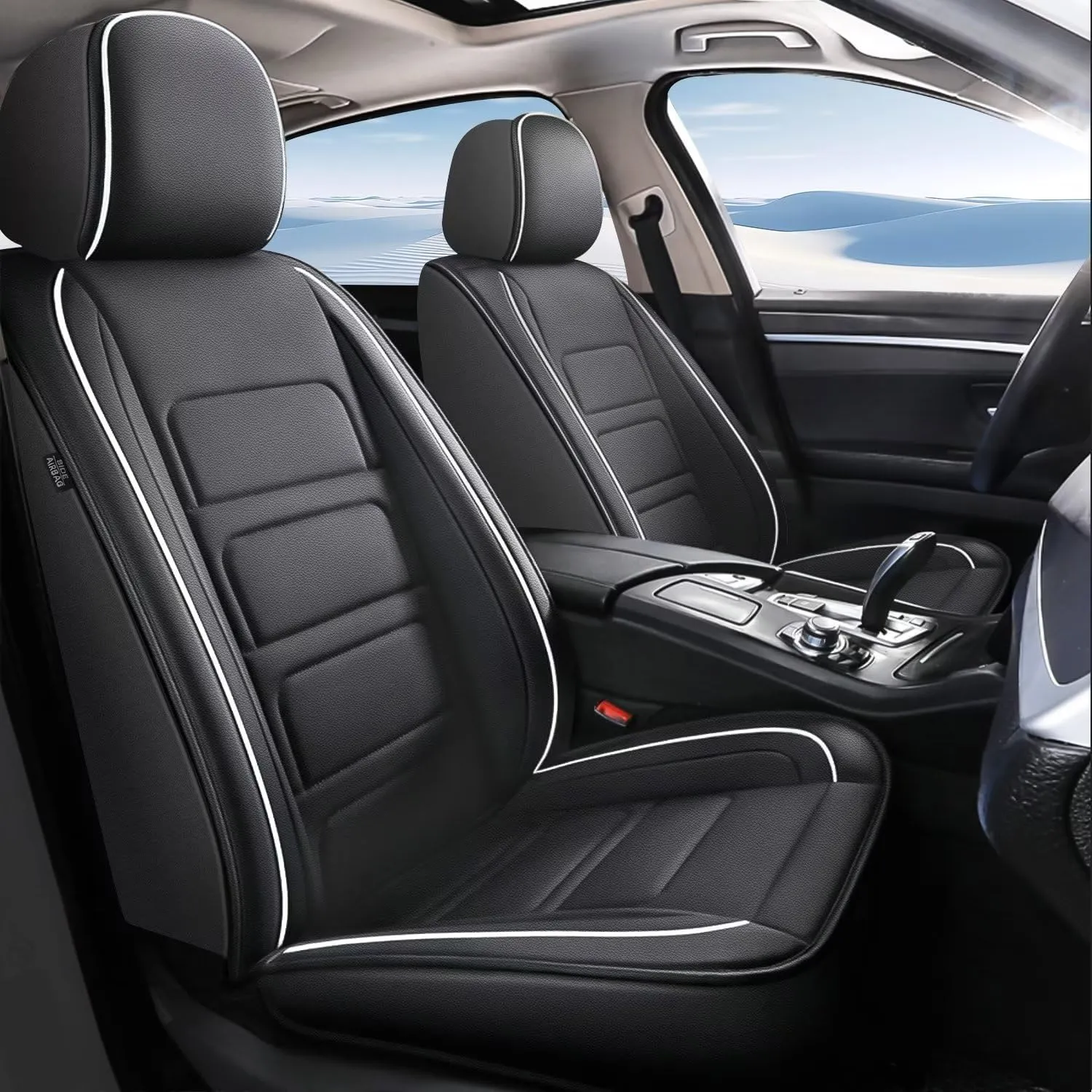 TTX LIGHTING 2PCS Front Car Seat Covers Fit for Subaru Ascent 2019-2025 Seat Cover Waterproof Leather Automotive Seat Cushion Protector Compatible Airbag(Black,2 Seats)