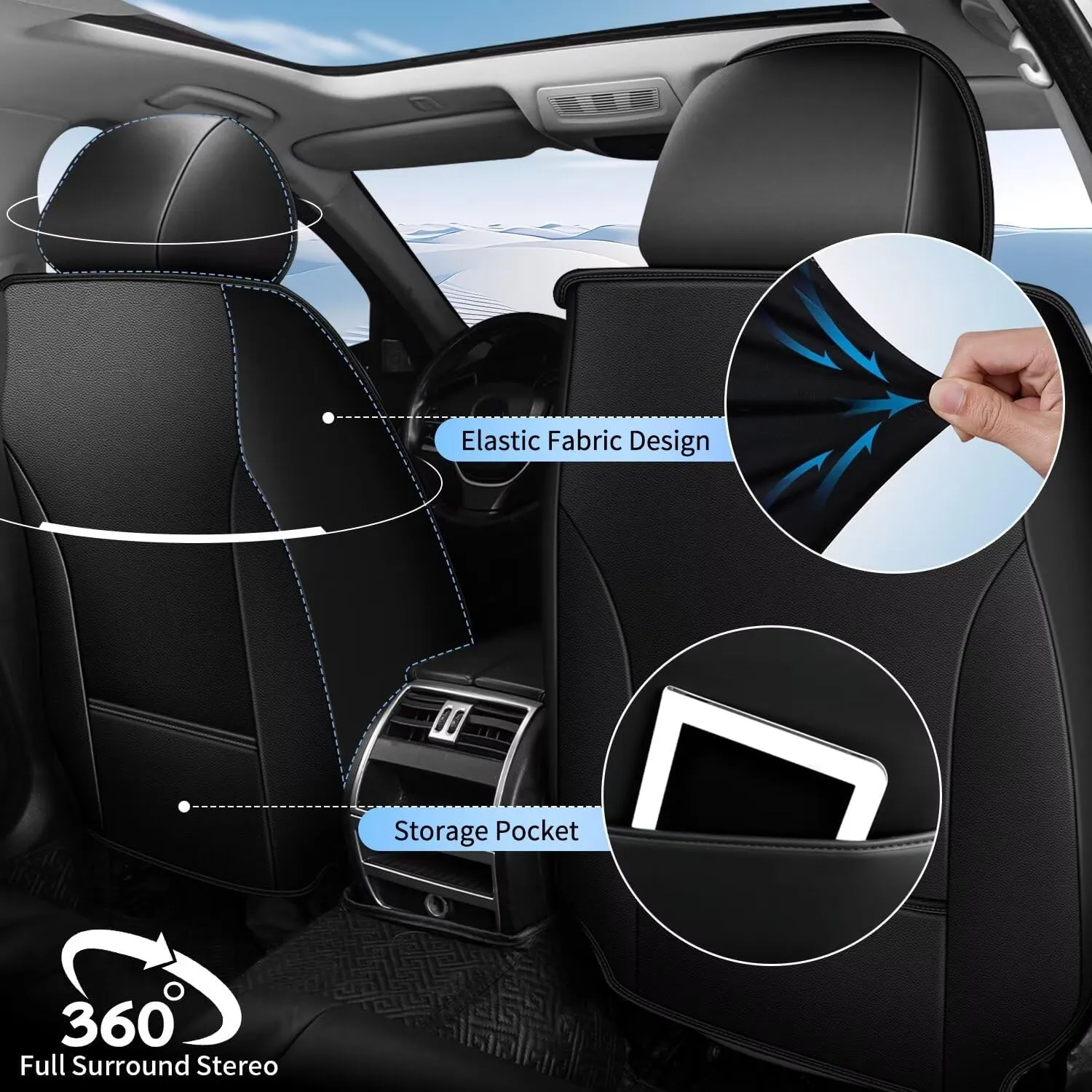TTX LIGHTING 2PCS Front Car Seat Covers Fit for Subaru Ascent 2019-2025 Seat Cover Waterproof Leather Automotive Seat Cushion Protector Compatible Airbag(Black,2 Seats)