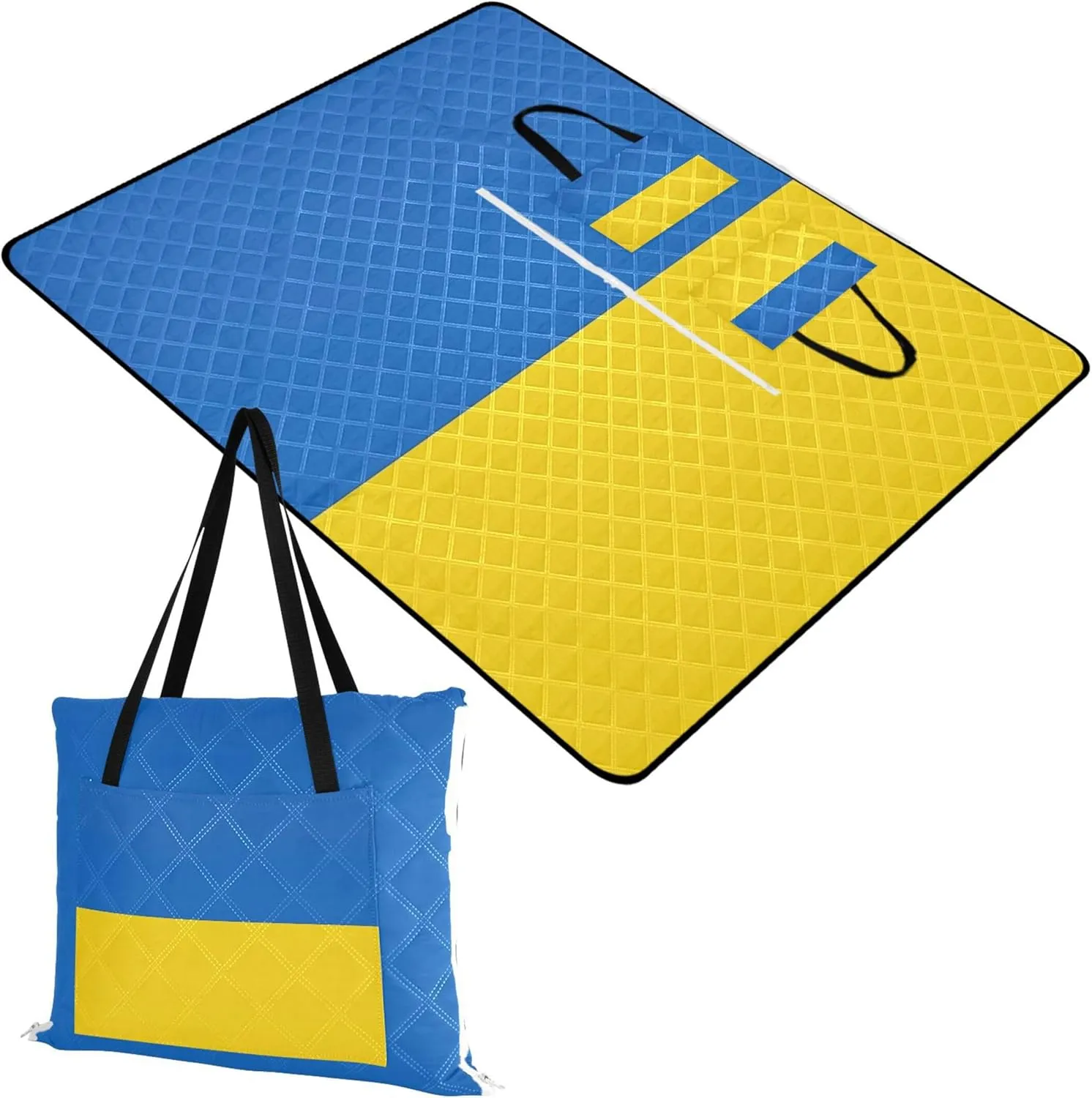 Ukraine Flag Beach Mat Sand Free Waterproof, Outdoor Playmat Camping Blanket Cute Picnic Essentials Foldable, 118" x 80"