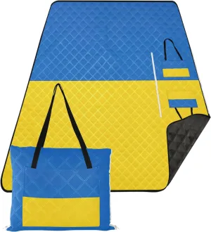 Ukraine Flag Beach Mat Sand Free Waterproof, Outdoor Playmat Camping Blanket Cute Picnic Essentials Foldable, 118" x 80"