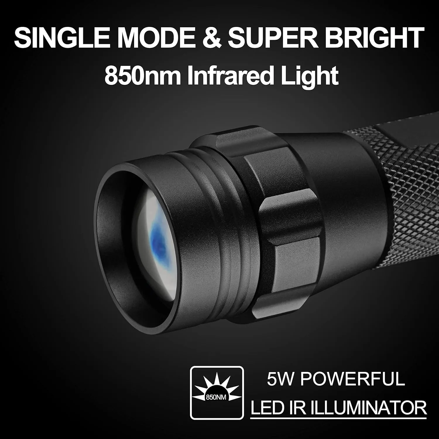 ULTRAFIRE 850nm IR Flashlight for Night Vision, Infrared Light LED IR Illuminator, Zoomable IR Lights are Invisible to The Human Eye - Use with Night Vision Gear (Infrared 850nm Light)
