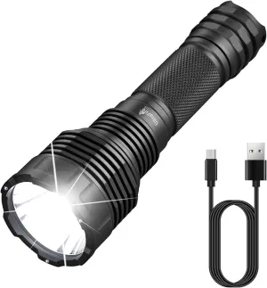 ULTRAFIRE C15 2000 High Lumens LED Flashlight Rechargeable Long Range Tactical Flashlight,5 Modes Super Bright EDC Torch,IPX54 Waterproof for Camping, Outdoor, Emergency Battery not Included