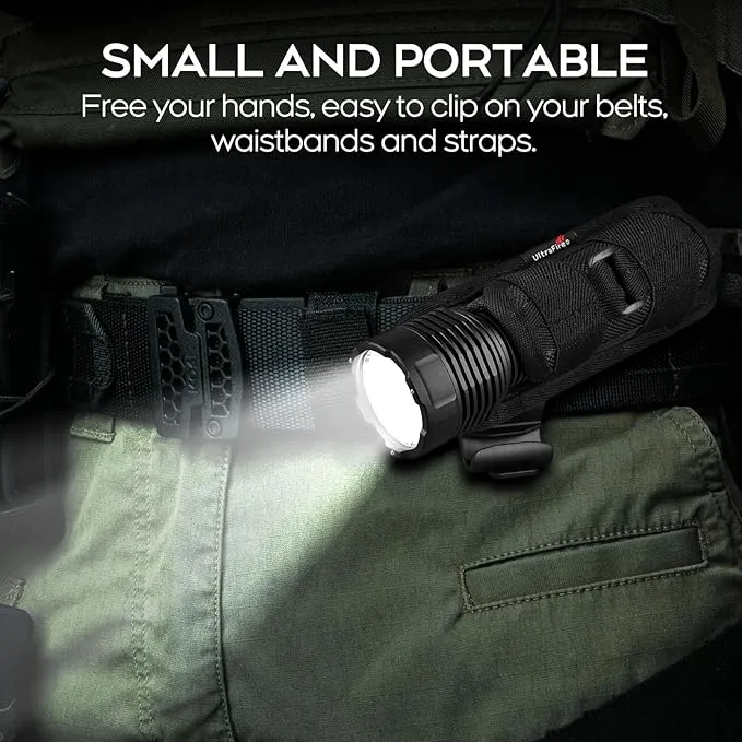 ULTRAFIRE C15 Rechargeable Tactical Flashlight 2000 High Lumens LED Flashlight with Holster,5 Modes,USB,Waterproof for Camping, Outdoor, Emergency Light