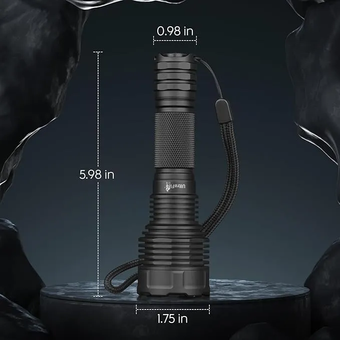 ULTRAFIRE USB Rechargeable Tactical Flashlight,2000 High Lumens Long Range LED Flashlight,5 Modes Handheld Flashlight with Holster,Waterproof for Camping, Outdoor, Emergency C15