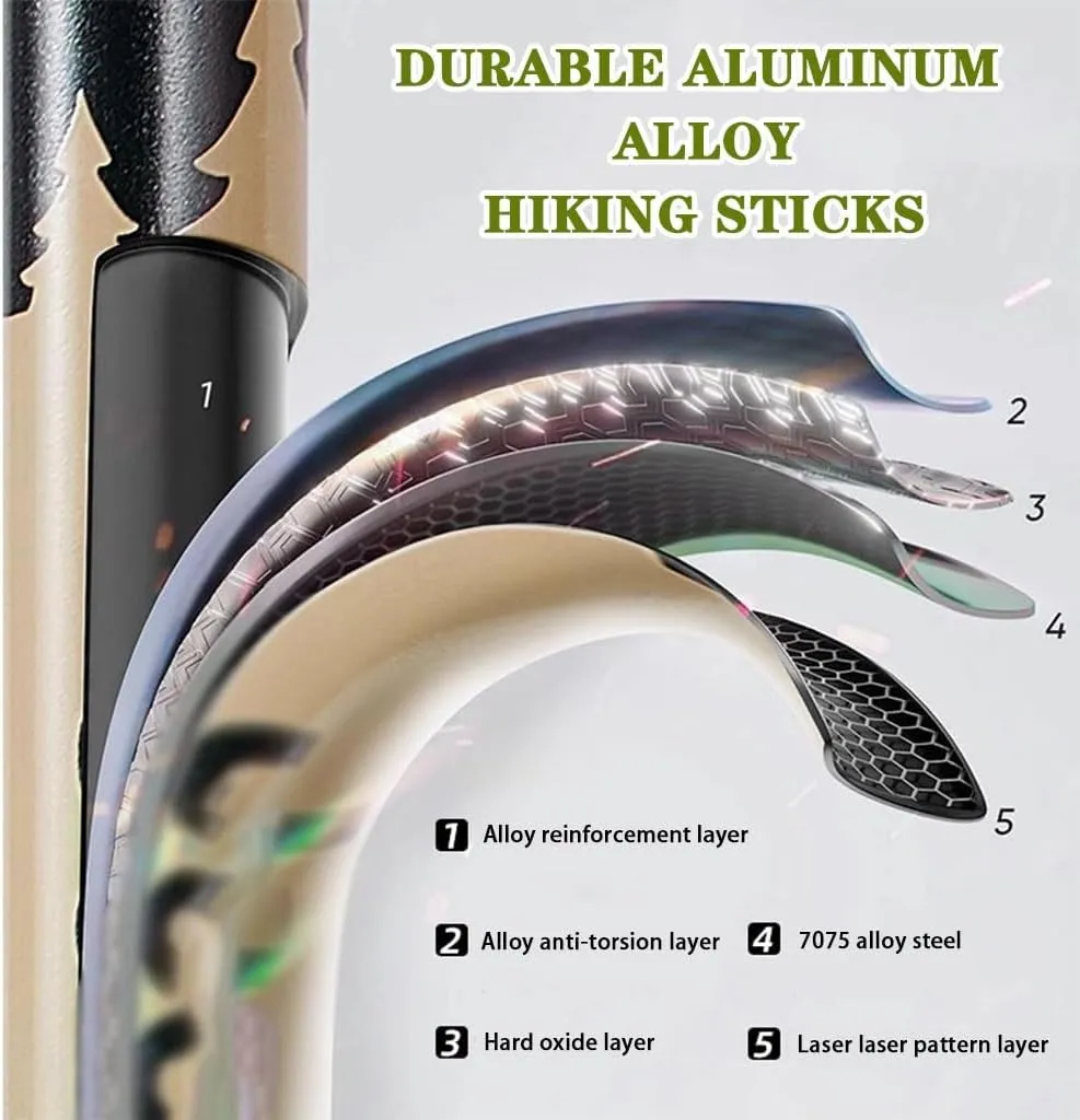 Ultralight Nordic Walking Sticks, Telescopic Aluminum Alloy Trekking Poles, with EVA Grip, for Women, Men, Seniors