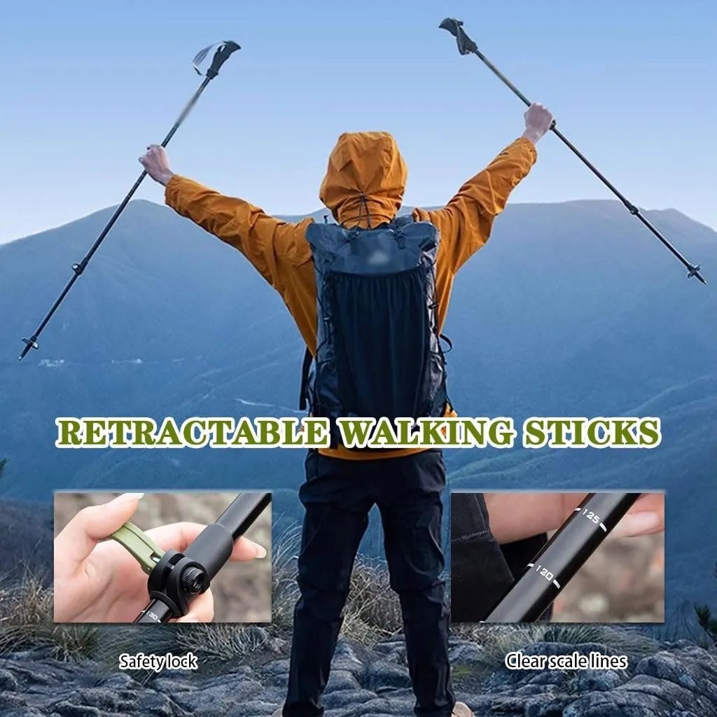 Ultralight Nordic Walking Sticks, Telescopic Aluminum Alloy Trekking Poles, with EVA Grip, for Women, Men, Seniors