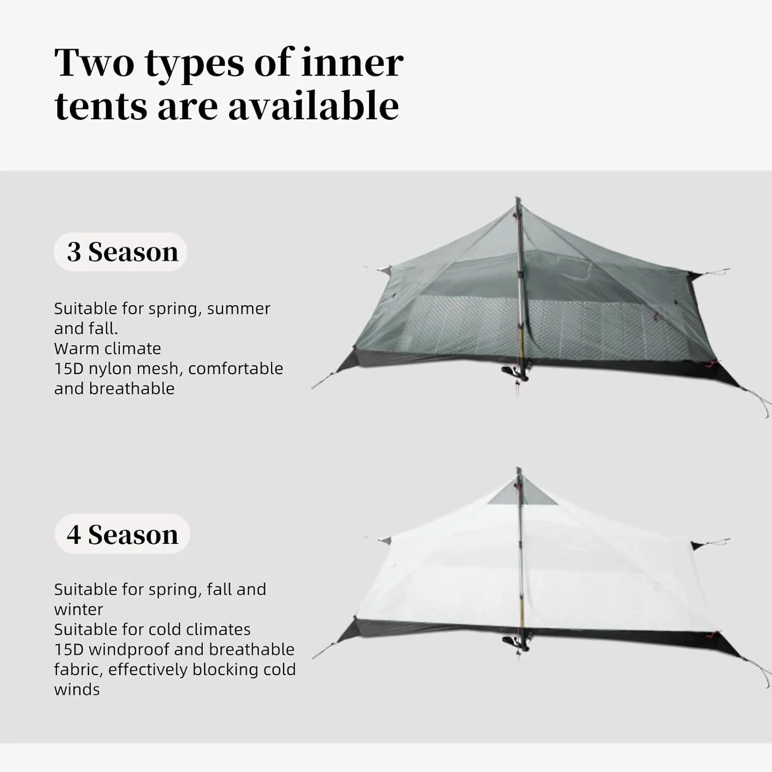 Ultralight Tent for Backpacking, LANSHAN 1 Trekking Pole Tent 1 Person 3/4 Season Lightweight Easy Set Up Double Layer Shelter Waterproof Tents for Camping Hiking Outdoor Mountaineering