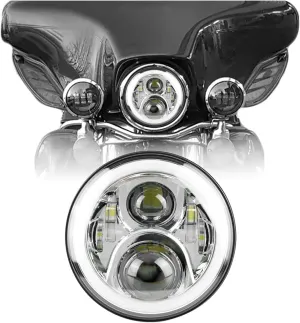 Ultrathin 7inch LED 50W Headlight Compatible with Hi/Low Beam Compatible with Lada 4x4 Urban Niva Turn Signal DRL Compatible with Jeep Compatible with Wrangler Off Road(Chrome)