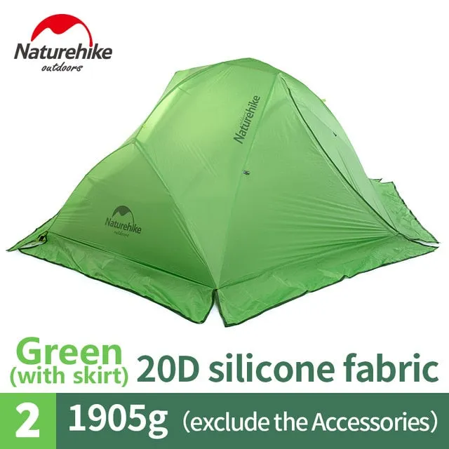 Unbeatable range Double-layer New Fabric Camping Tent 20D Naturehike 2 Tent Silicone 4 Person Tent Value-for-money seasons NH17T012-T Waterproof