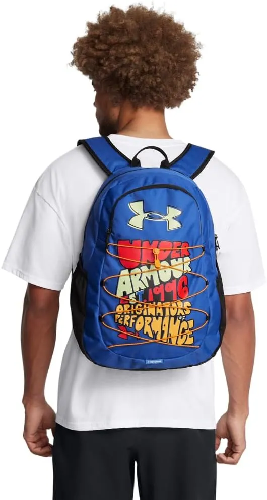 Under Armour Unisex-Adult Hustle Sport Backpack, (434) Tech Blue/Black/Retro Green, One Size Fits All