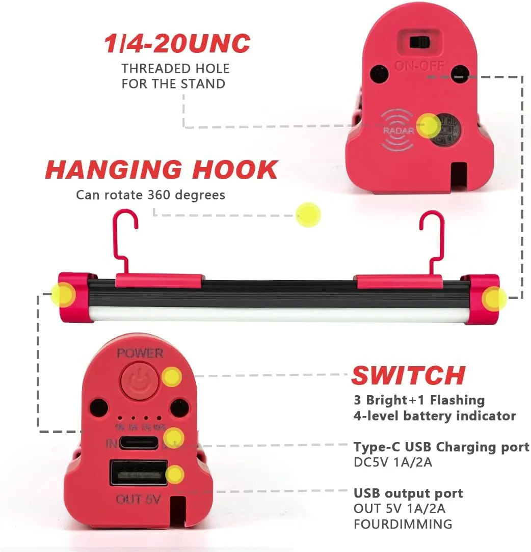 Under Cabinet Lights Rechargeable,5400 LM LED Work Light 5 Modes Motion Sensor Lights Indoor Outdoor,Portable Magnetic Night Lighting with Magnetic & Hook Closet Lights for Indoor/Repair/Emergency