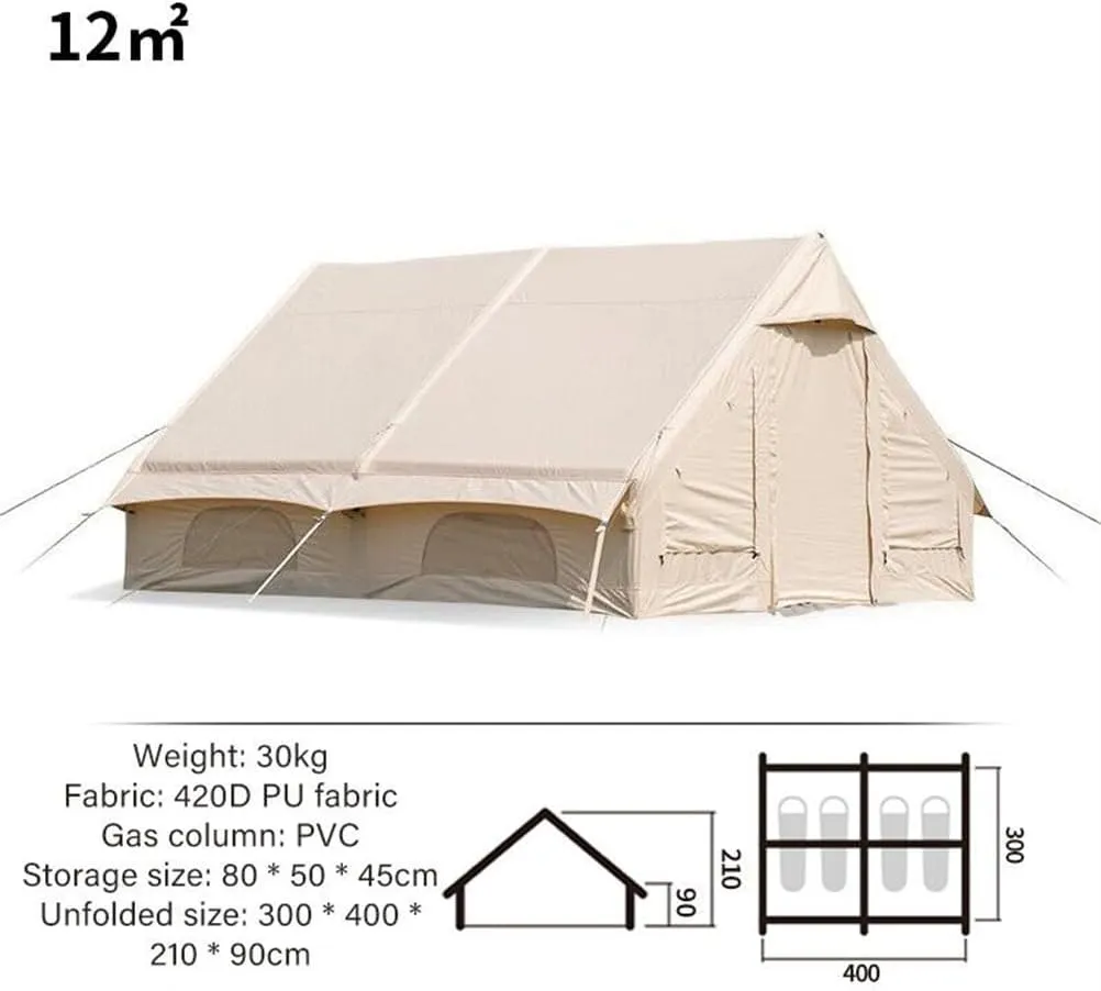 UNIISTRENGH Inflatable Camping Tent with Hand Pump, Air Glamping Tent, Easy Setup Waterproof Blow&Pop Up Tent with Privacy Screen,Stove Jack Hole and Carry Bag