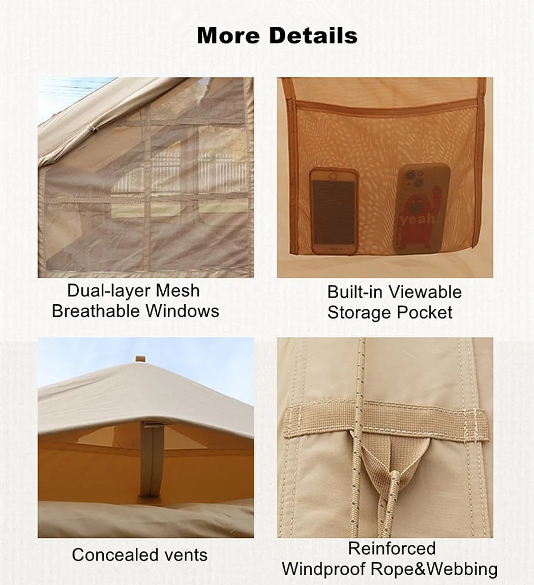 UNIISTRENGH Inflatable Camping Tent with Hand Pump, Air Glamping Tent, Easy Setup Waterproof Blow&Pop Up Tent with Privacy Screen,Stove Jack Hole and Carry Bag