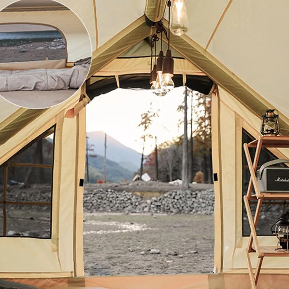 UNIISTRENGH Inflatable Camping Tent with Hand Pump, Air Glamping Tent, Easy Setup Waterproof Blow&Pop Up Tent with Privacy Screen,Stove Jack Hole and Carry Bag