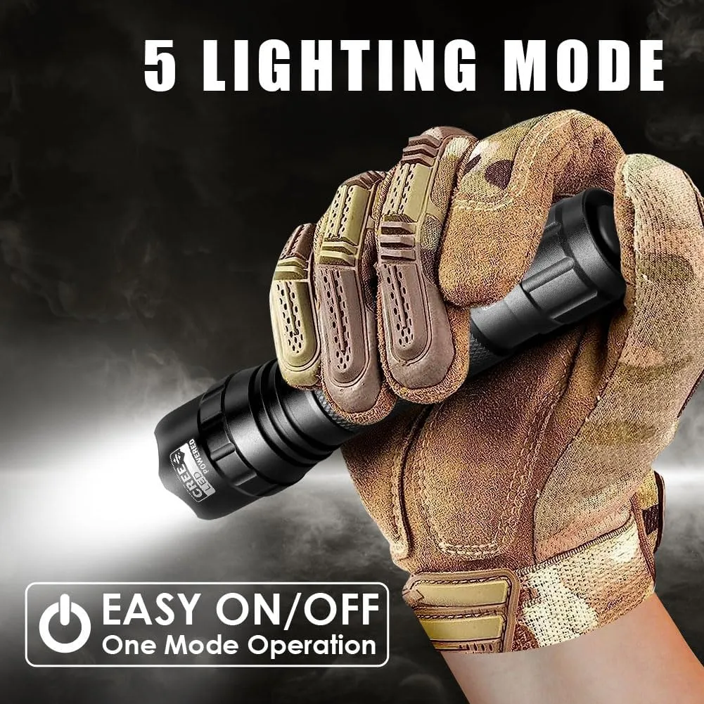 UniqueFire 501F Small Tactical Flashlight with Holster, 5 Modes Mini CREE LED Zoomable Flashlight High Lumen Torch with IPX-65 Waterproof EDC Flashlight Bright Flash Light for Daily use,Emergencies