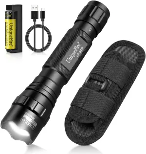 UniqueFire 501F Small Tactical Flashlight with Holster, 5 Modes Mini CREE LED Zoomable Flashlight High Lumen Torch with IPX-65 Waterproof EDC Flashlight Bright Flash Light for Daily use,Emergencies