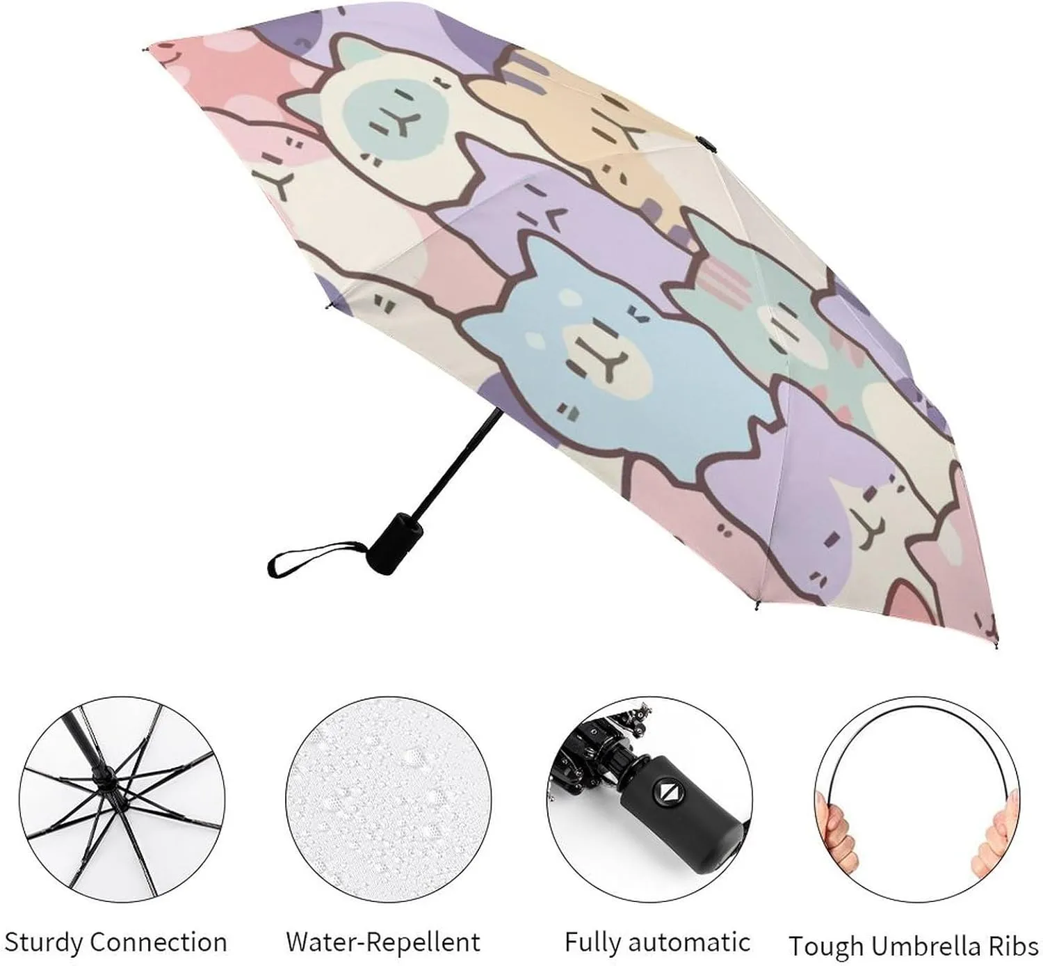 Unisex Womens Mens Compact Travel Auto Open Close Foldable Umbrella, Windproof, Sun and Rain Proof Water Resistant Canopy