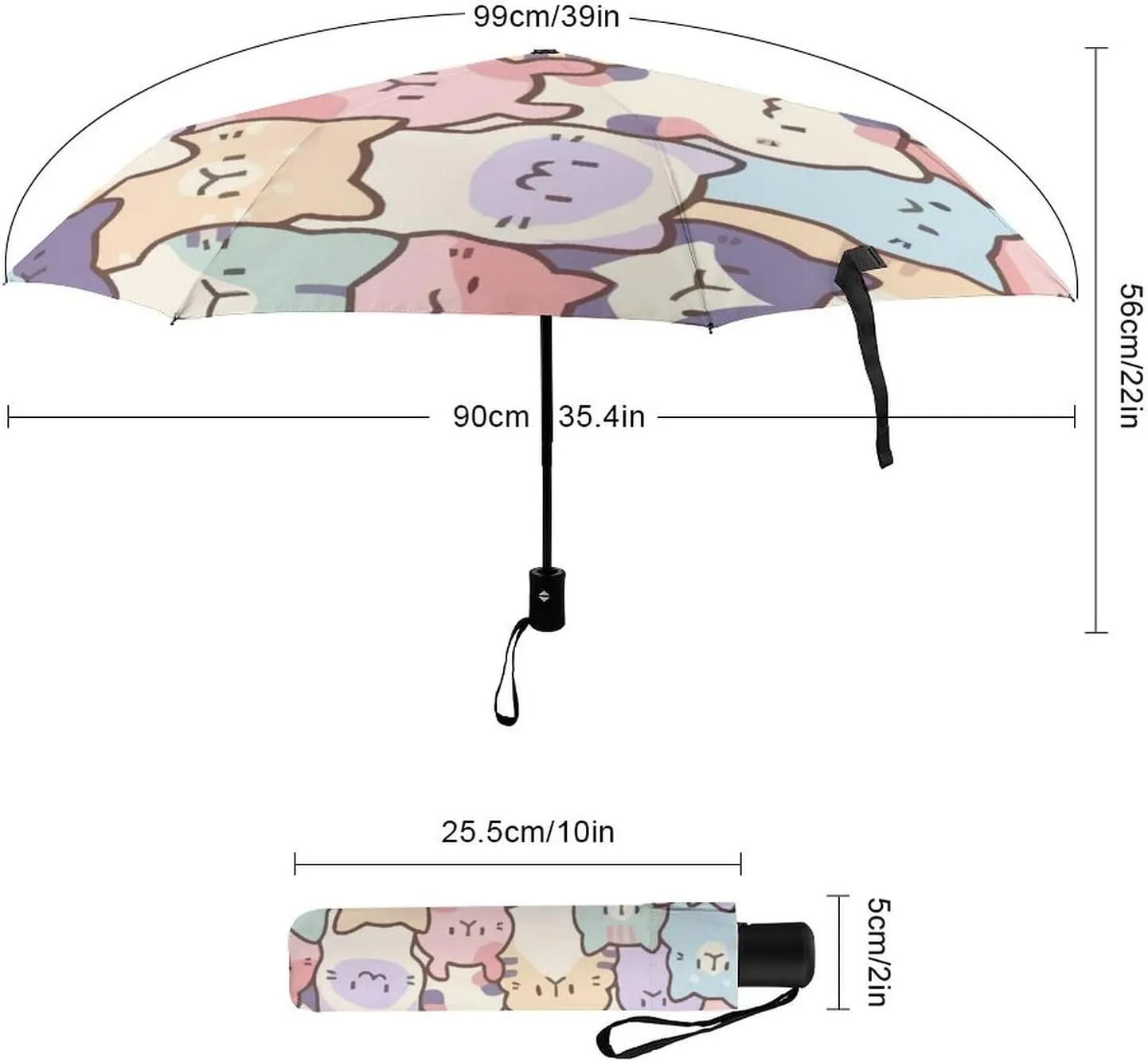 Unisex Womens Mens Compact Travel Auto Open Close Foldable Umbrella, Windproof, Sun and Rain Proof Water Resistant Canopy