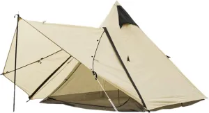 UNISTRENGH Camping Teepee Tent Indian Tent Yurt 4 Season Double Layers Waterproof Sunscreen Shelter Pyramid Spire Tents for Outdoor Hiking Hunting