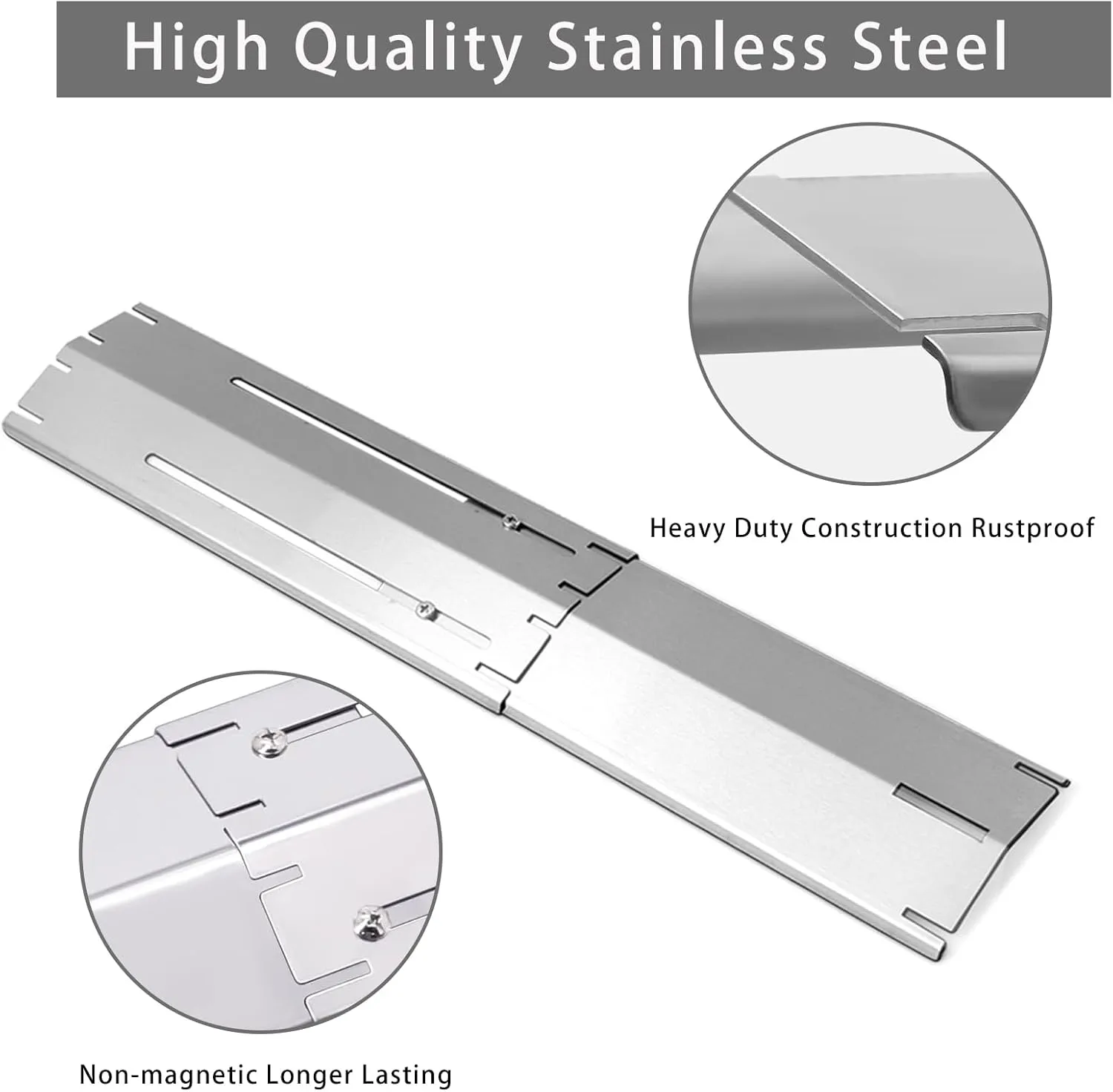 Universal Adjustable Tent Shield, Stainless Steel Heat Plate, Grill Burner Cover, Heat Tent, Grill Repair Kits for Charbroil and Other Gas Grill Models, BBQ Replacement Parts, Pack of 4