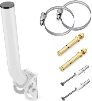 Universal Antenna Mount, 12'' Pole and Wall-Mounted Mounting Bracket Mast for Outdoor TV Antennas, Point to Point AP Access Point, Weather Station, CPE Bridge, Starlink and More