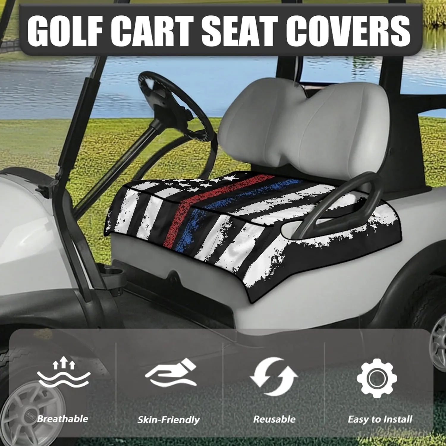 Universal Golf Cart Seat Covers for Women Men Non-Slip Golf Cart Seat Towel Blanket Golf Cart Accessories