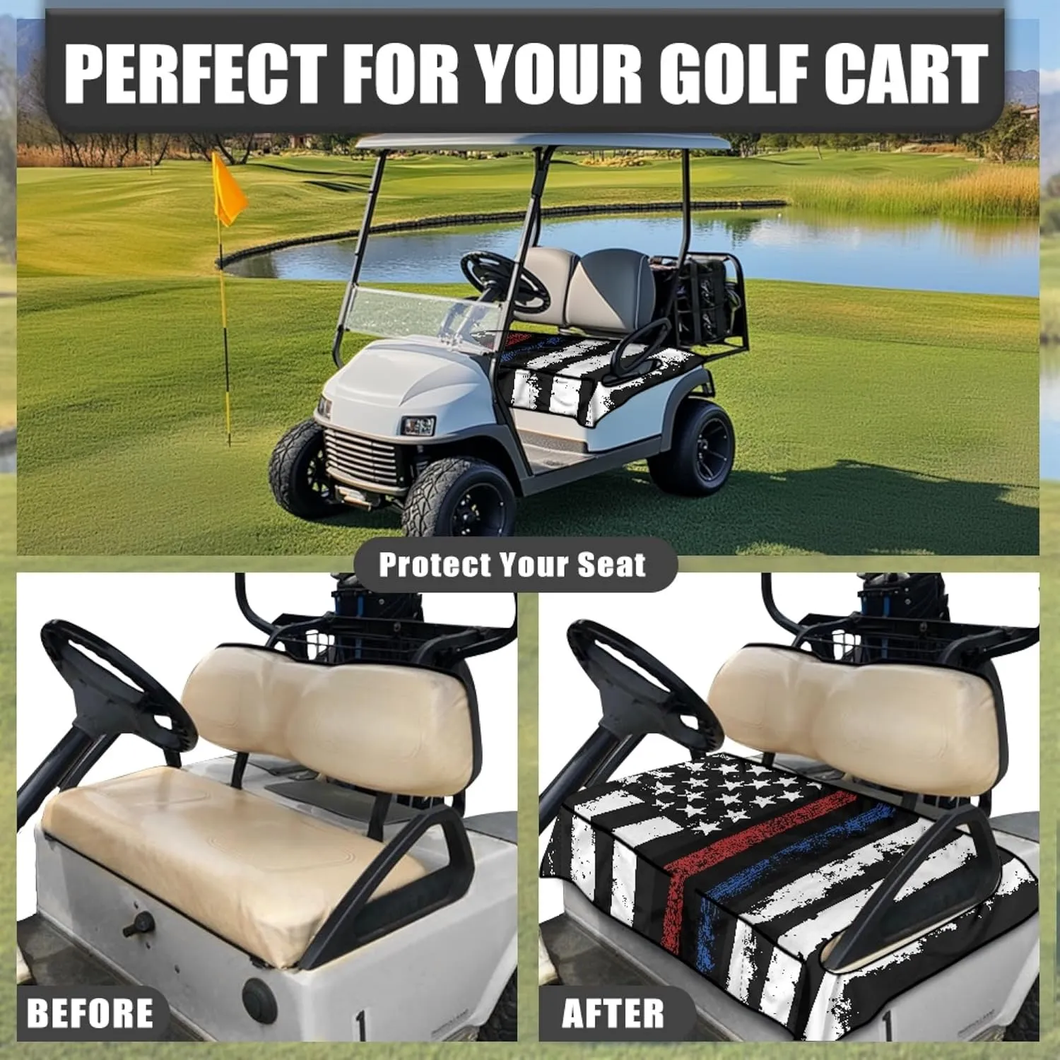Universal Golf Cart Seat Covers for Women Men Non-Slip Golf Cart Seat Towel Blanket Golf Cart Accessories