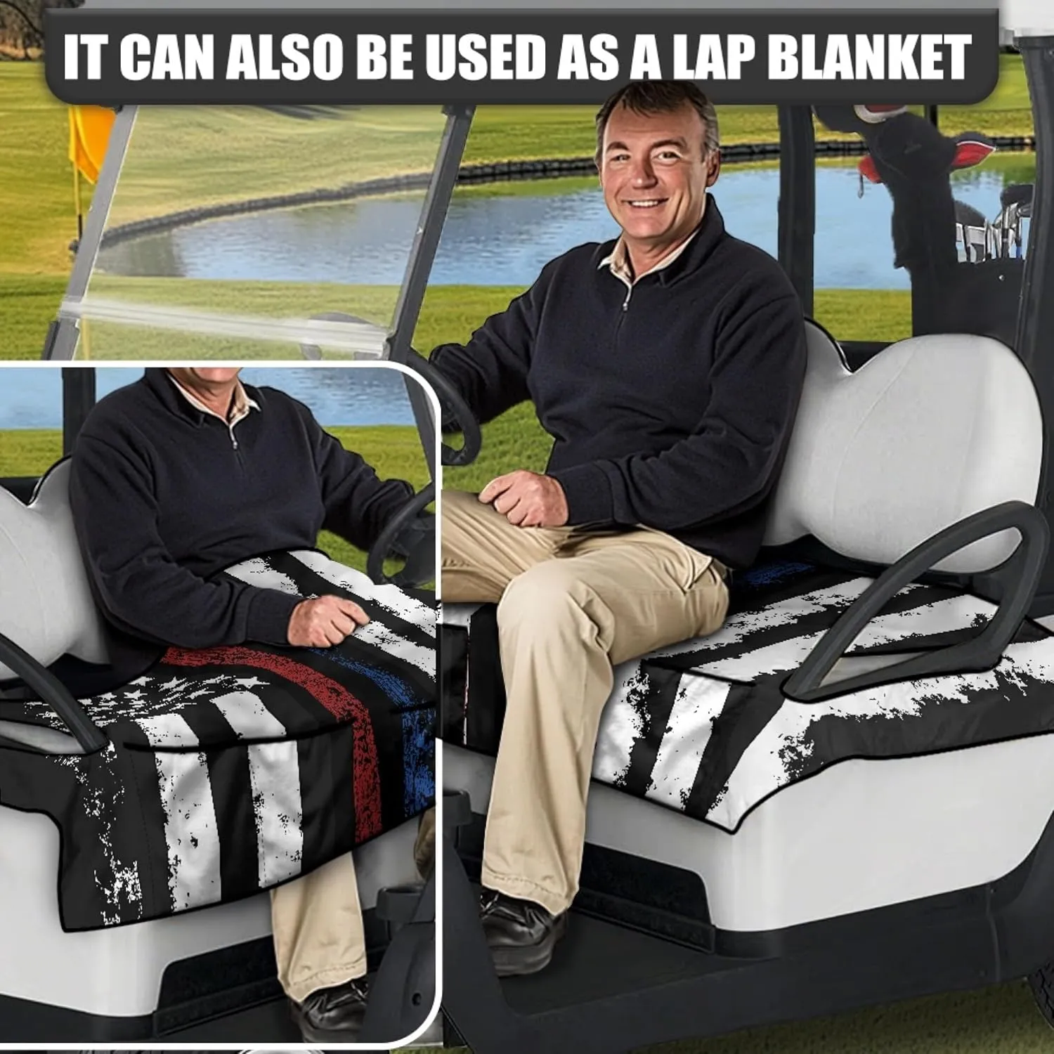 Universal Golf Cart Seat Covers for Women Men Non-Slip Golf Cart Seat Towel Blanket Golf Cart Accessories