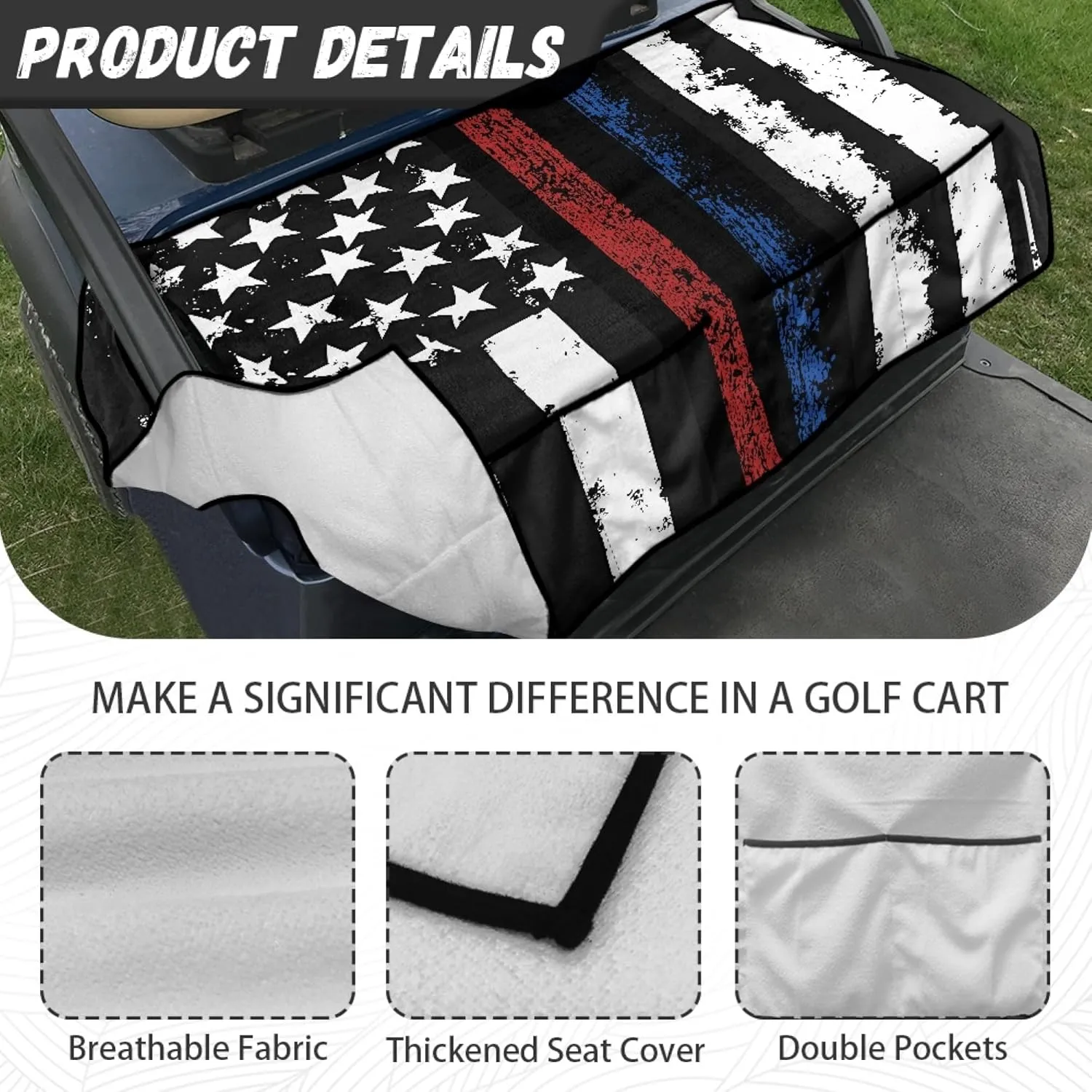 Universal Golf Cart Seat Covers for Women Men Non-Slip Golf Cart Seat Towel Blanket Golf Cart Accessories