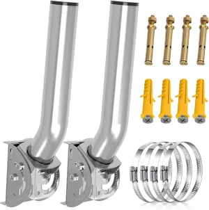Universal Wireless Bridge Bracket Mount, Pole and Wall Mounted Stainless Steel 403 Antenna Mounting Bracket kit for Outdoor TV Antennas, Client Bridge, Network Extender, Acess Point AP, CPE (2-Pack)