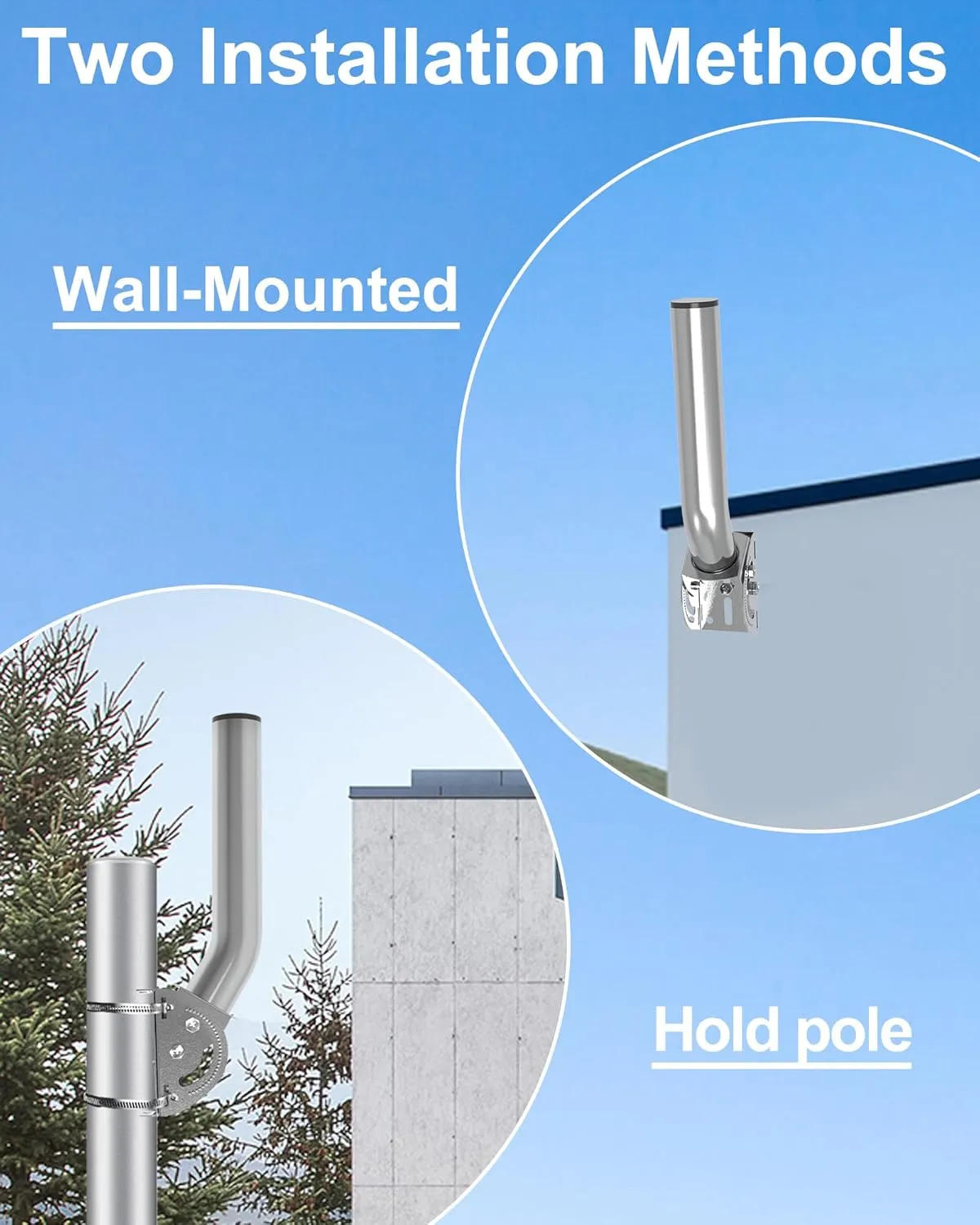Universal Wireless Bridge Bracket Mount, Pole and Wall Mounted Stainless Steel 403 Antenna Mounting Bracket kit for Outdoor TV Antennas, Client Bridge, Network Extender, Acess Point AP, CPE (2-Pack)