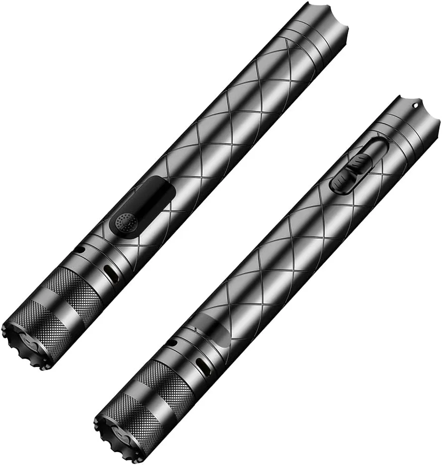 Upgrade 6 in1 LED Zoomable Flashlight with Arc Lighter Hidden Camera Detectors and Door Alarm Warning,Rechargeable Tactical Flashlight for Travel,Camping,Emergency,Gifts For Men&Women (Black1)