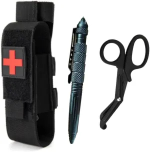 Upgrade Tourniquet Holder with Shear, Molle Tactical Trauma Scissors Combat Pen