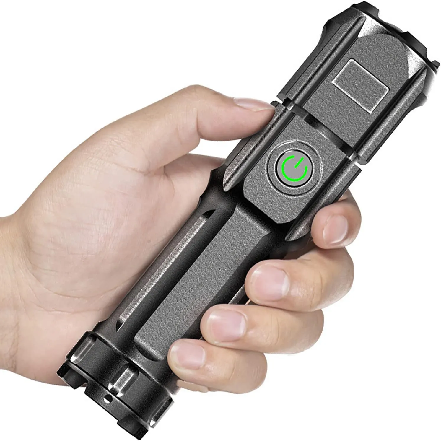 USB Rechargeable Flashlight Telescopic Zoomable Spotlight T6 Lamp Beads Long-Range 1000m Portable Floodlight Mini Handheld Flashlight for Outdoor Emergencies Camping