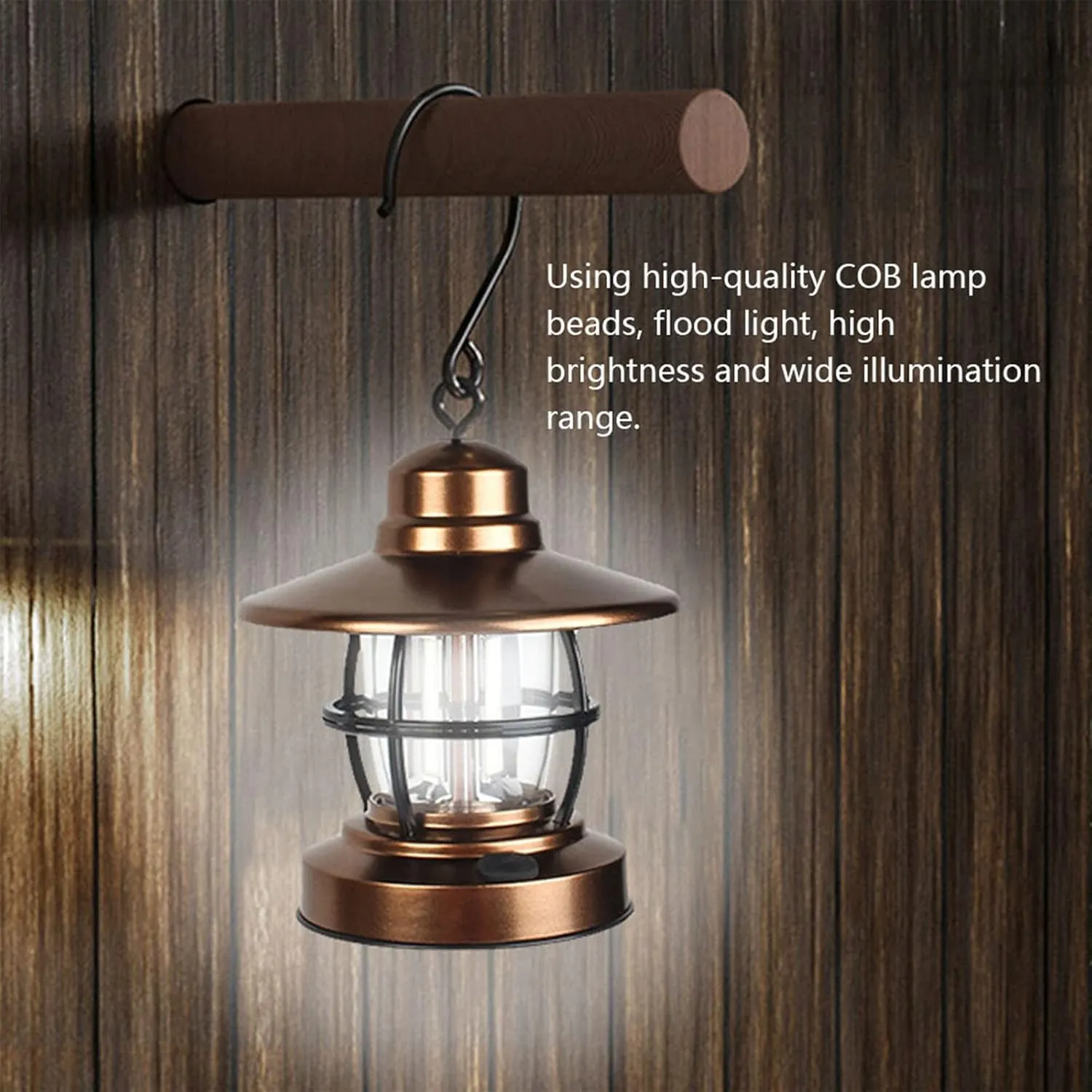 USB Rechargeable Lantern Camping Tent Lamp Retro Waterproof Antique Metal Light Emergency Lamp Atmosphere Decorative Chandeliers